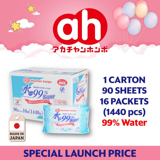 (Carton Deal) Akachan Honpo 99% Water Baby Wipes
