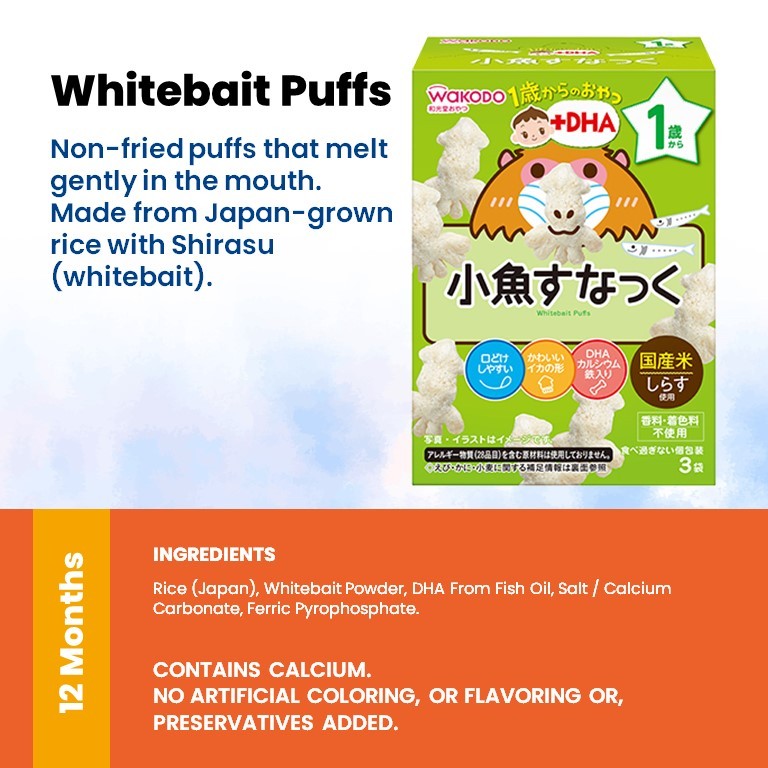WAKODO Baby Puffs / Snacks with +Ca / Toddler Snack With +DHA