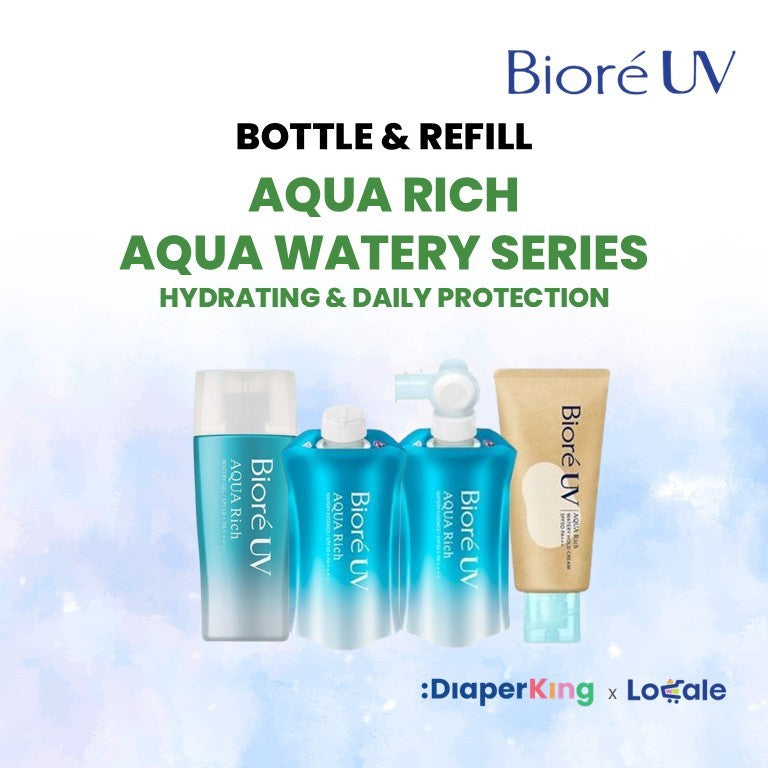 Biore UV Aqua Rich Japan Sunscreen - Watery Essence, Light Up, Athlizm, Perfect Milk, Kids Pure Milk